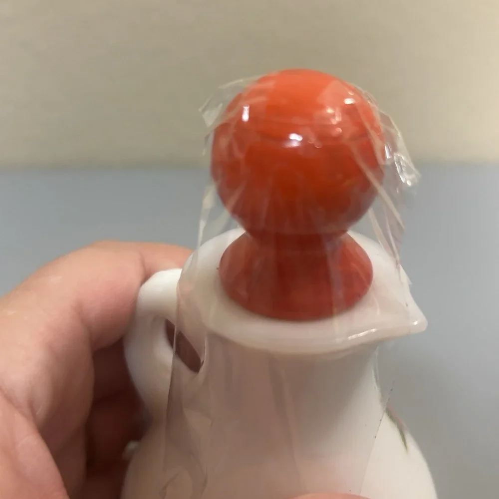 Avon Strawberries & Cream Bath Foam Bottle Red Top 1970's Milk Glass Antique